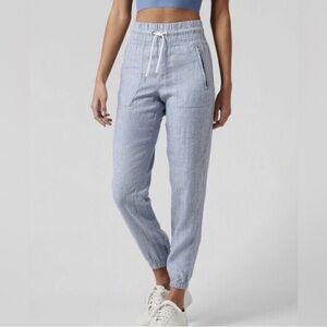 Athleta Cabo Light Blue Drawstring Linen Jogger Pants